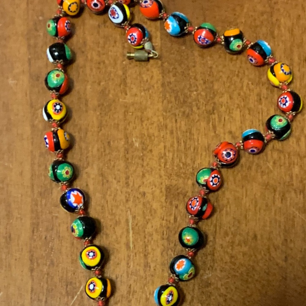 Vtg Murano Venetian Millefiori Glass Necklace View 2